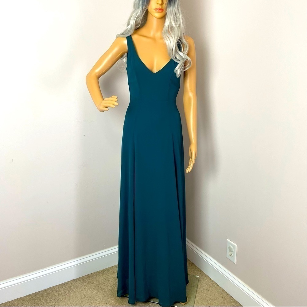 Show Me Your Mumu Maxi Formal Dress V-Neck Blue XXS